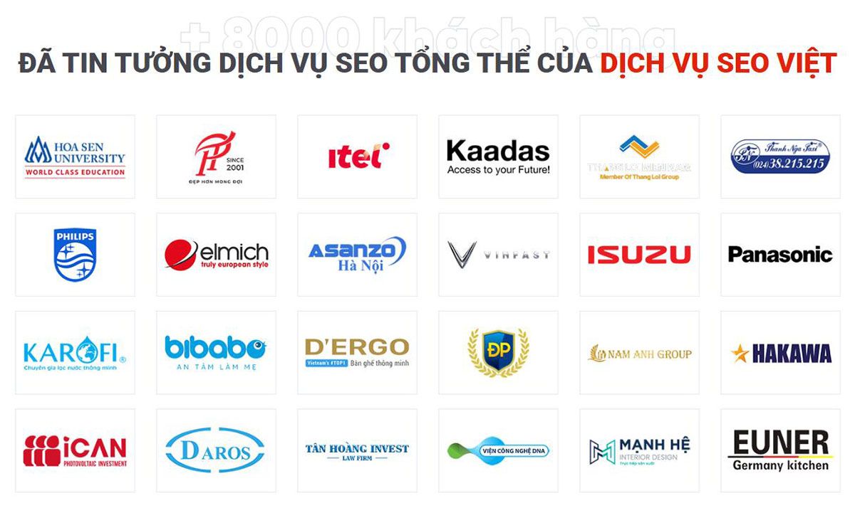 Một số thương hiệu và dự án tiêu biểu SEO VIỆT đã có cơ hội triển khai hoặc đồng hành